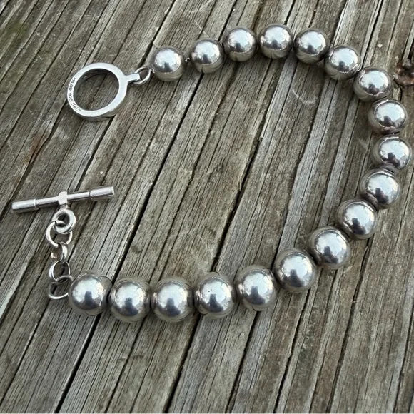 Vintage Milor 925 Italy Silver Ball Bracelet 7”-8” Toggle Clasp Preowned - Picture 10 of 14